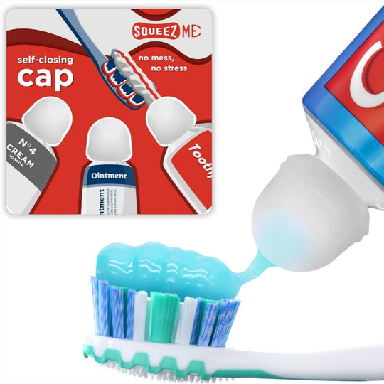 Self-Closing Toothpaste Caps, Silicone Mess-Free Dispenser Lids for Kids and Adults