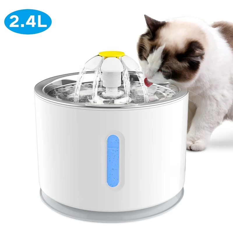 80oz Pet Fountain - Automatic Water Dispenser for Cats and Dogs, Circulating Filtration System