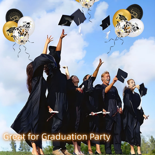 Pack of 75 Graduation Party Decoration Balloons with Balloon Ribbons
