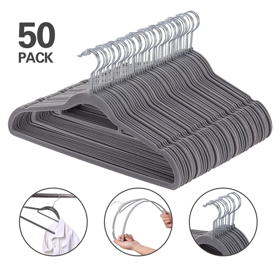 50 Pack Premium Velvet Hangers, Non-Slip and Durable