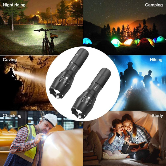 3 Pack Super Bright Flashlights High Lumens LED Flashlight with Zoomable Beam - 5 Modes