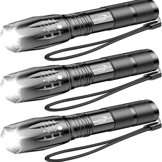 3 Pack Super Bright Flashlights High Lumens LED Flashlight with Zoomable Beam - 5 Modes