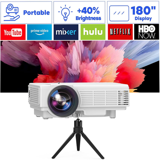 Full HD Mini Projector with Tripod - 1080P Supported Movie Projector