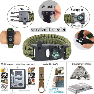 13-in-1 Survival Gear Kit, First Aid Kit Multi-Purpose Outdoor Emergency Tools