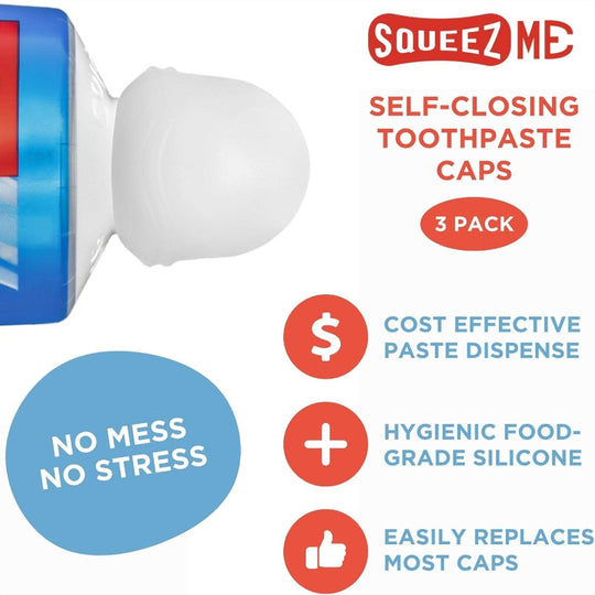 Self-Closing Toothpaste Caps, Silicone Mess-Free Dispenser Lids for Kids and Adults