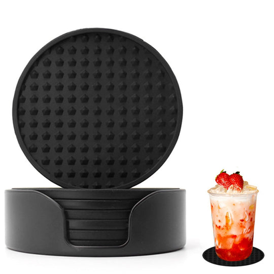 Silicone Round Soft Rubber Coasters Set of 6