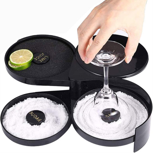 3-Tier Bar Glass Rimmer for Margaritas and Cocktails, Bartender Salt and Spice Tool