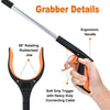 Grabber Reacher Tool,32 Inch Extra Long Foldable Pick Up Stick with Strong Grip Magnetic,360°Rotating Anti-Slip Jaw,Trash Claw Grabber Tool,Trash Picker Tool for Outdoor & Indoor(Orange)