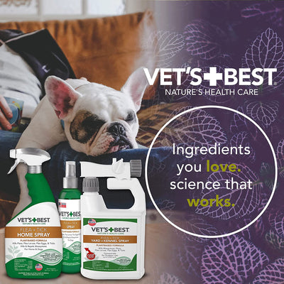 Vet's Best Tick & Flea Spray - Plant-Based Flea and Tick Prevention for Dogs - Certified Natural Oils - 8 oz