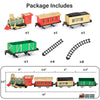  Electric Train Toy  W/ Lights & Sound, Railway, Locomotive Engine, Cargo Cars, 3 Cars &10 Tracks