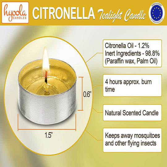 50 Pk  Indoor and Outdoor Tealight Citronella Candles