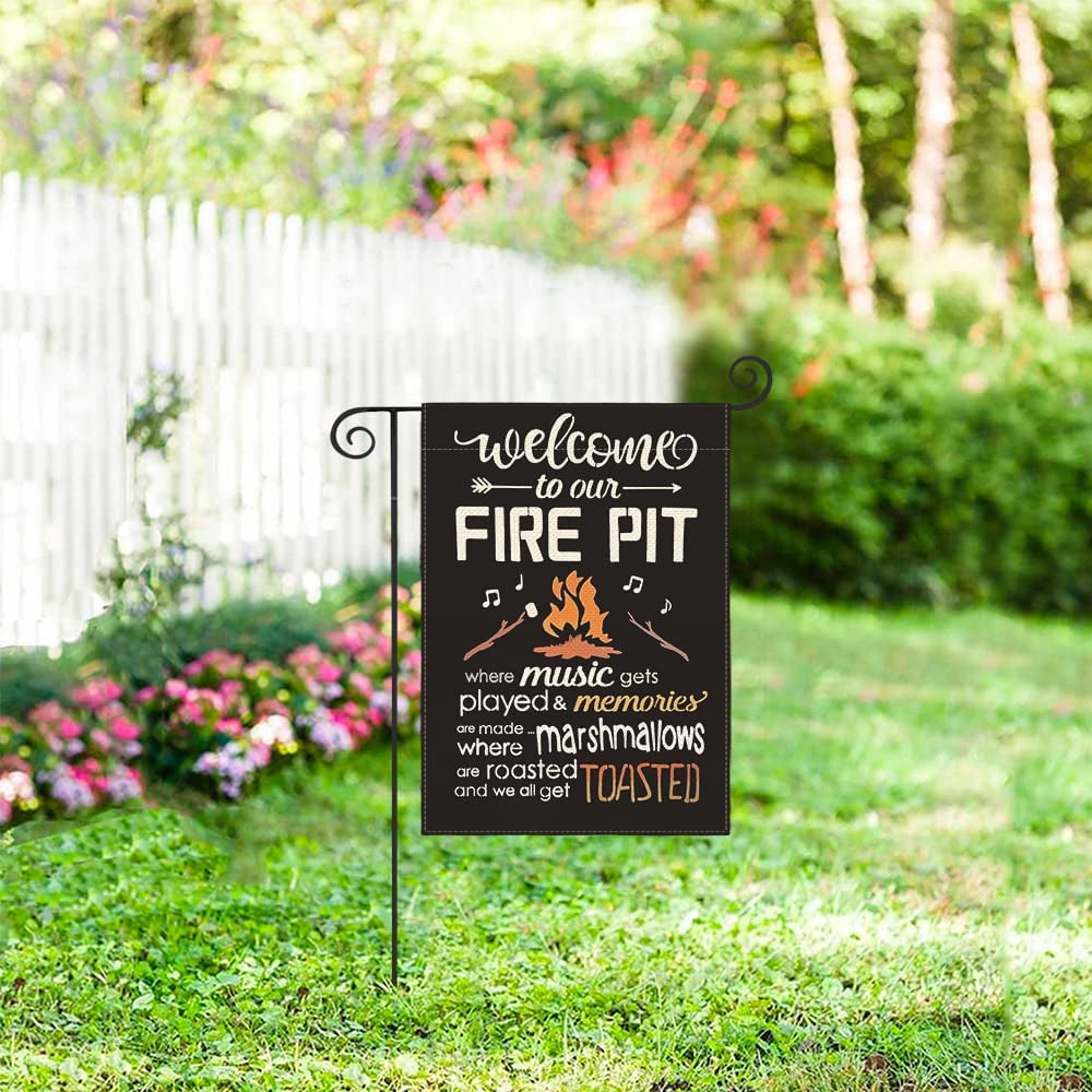  Welcome To Our Fire Pit Camping Garden Flag 