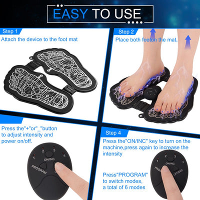 EMS Foot Massager for Neuropathy, 6 Modes Mat Pad Portable Foot Massage & Pain Relief