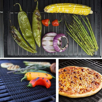 Set of 6 Non-Stick Barbecue Grill Sheet Liners - Grilling Mats - Works on Electric Grill, Gas, Charcoal 15.75 x 11.8in