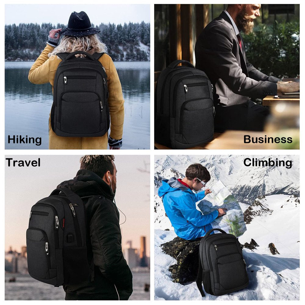 18" Travel Laptop Backpack, Business anti Theft Slim Durable Laptop Backpack with USB Charging Port, Water Resistant School Bag Backpack for Men & Women Fits 16.5 Inch Notebook, Black