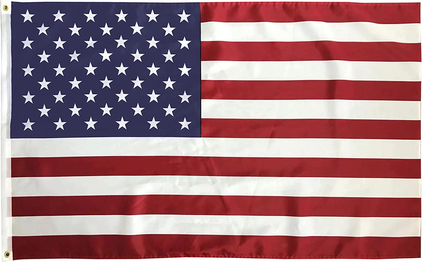 American 3X5-USA 3x5 Feet Outdoor, Heavy Duty Nylon US Flags with Embroidered Stars, Sewn Stripes and Brass Grommets, Red, White, Blue