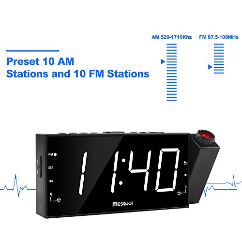 Projection Alarm Clock with USB Charging Port