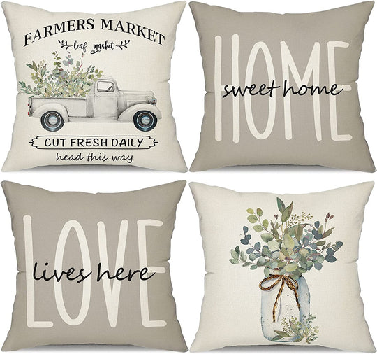 Set of 4 Farmhouse Pillow Covers