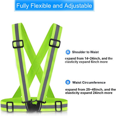  Running Reflective Vest Gear 2Pack, High Visible Reflective Running Vest Adjustable Safety VES for Night Outdoor Running Cycling Motorcycle Dog Walk Jogging