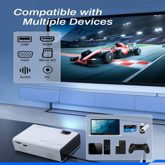 P600 FHD 1080P Supported Mini Portable Projector, LED Home Theater Projector