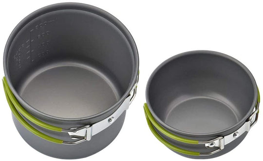 wuudi Camping Equipment, Outdoor Camping Pots and Pans Set 2PCS Camping Cookware