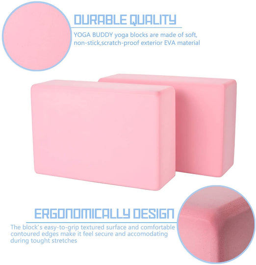 DOTSOG 2pcs Yoga Blocks and Strap Set Brick Foam Yoga Brick Support Deepen for Yoga Pilates Yoga Accessories