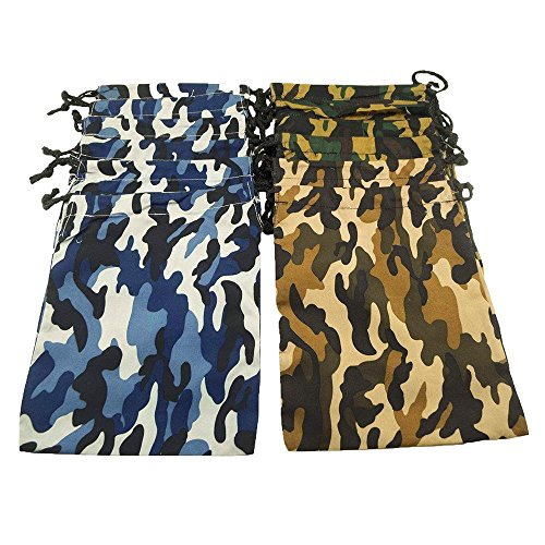 Adorox Pack of 12 Camouflage BAGS Polyester Drawstring Bags Loot Sack Party Favors