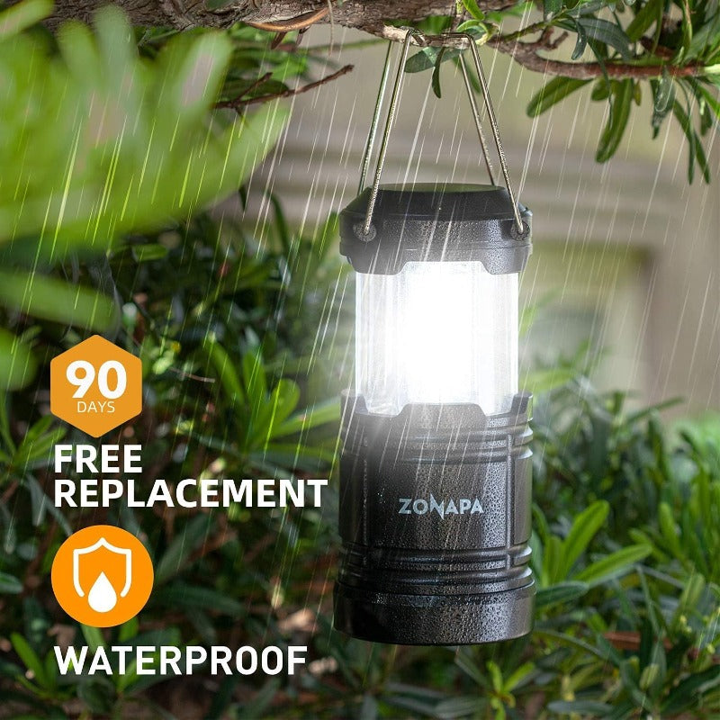 4 Pack Portable LED Lanterns w/ Magnetic Bases - Battery Powered, Ultra-Bright, Hanging Hook