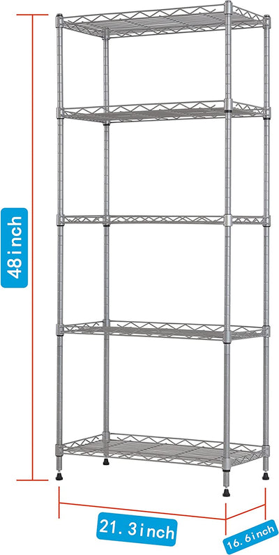 5-Shelf Wire Metal Storage Rack with Adjustable Shelves