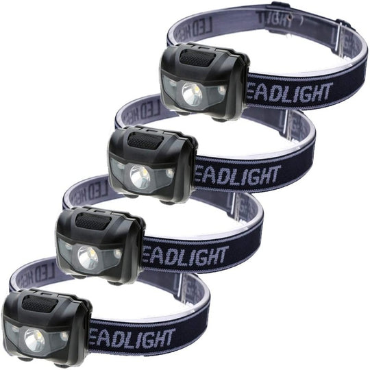 4 Pack Lightweight Waterproof LED Headlamp with 4 Light Modes