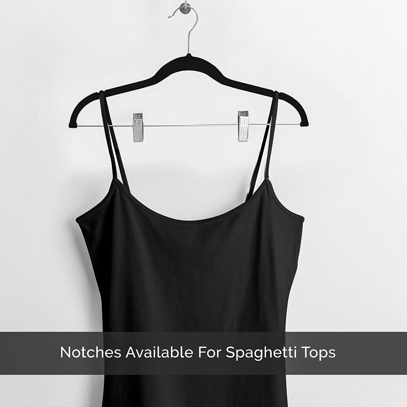 24 Pack Velvet Skirt Hangers with Notches & Clips - 360 Degrees Swivel Hook