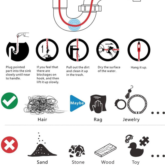 Stainless Steel Sink Snake For Hair Removal Set