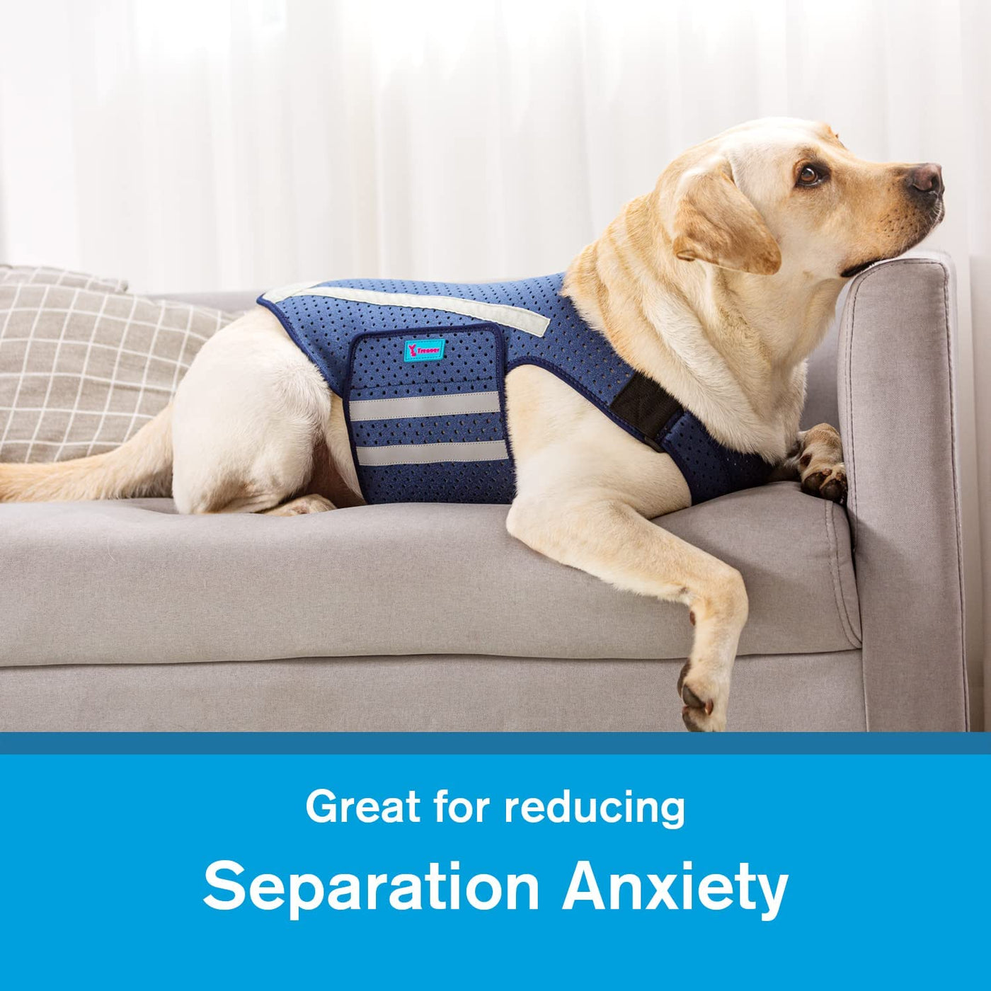 Dog Anxiety Vest, Comfort Dog Anxiety Relief Jacket, Breathable Shirts for Dogs, Soft Dog Anxiety Coat Vest, Puppy Anxiety Warp Calming Thunder Shirt for Pet (M, Blue)