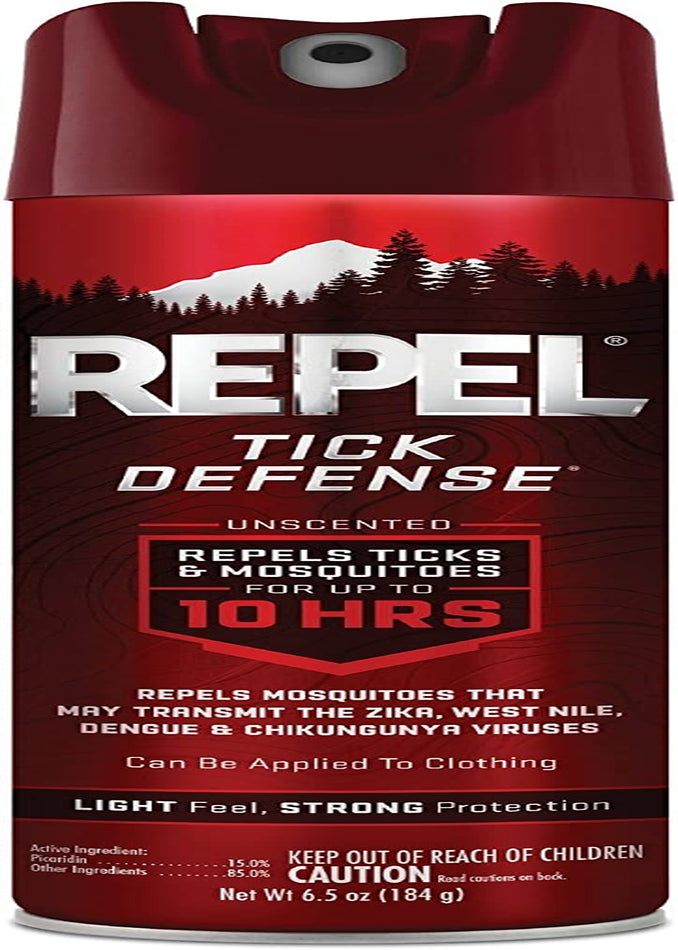 Repel Tick Defense, Repels Ticks & Mosquitos For Up To 10 Hours, Keep Ticks Away, (Unscented Aerosol Spray) 6.5 fl Ounce
