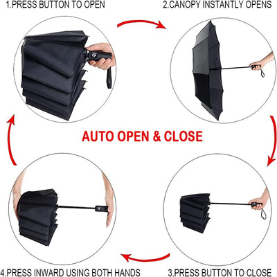 Travel Compact Umbrellas - Windproof Lightweight Automatic Strong and Portable