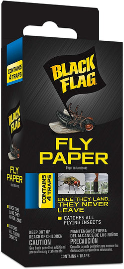 4 Traps Black Flag Fly Paper, Insect Trap, Catches All Flying Insects