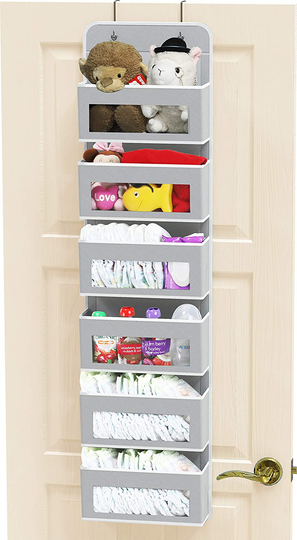 Simple Houseware Over Door/Wall Mount 6 Clear Window Pocket Organizer, Turquoise