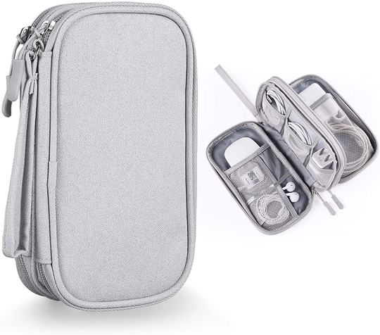 Bevegekos Electronics Accessories Organizer Pouch Bag, Designed for Power Adapter/Charger/Cables/Mouse, for Travel (Light Grey)
