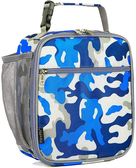 FlowFly Kids Lunch box Insulated Soft Bag Mini Cooler Back to School Thermal Meal Tote Kit for Girls, Boys, Forest Camo