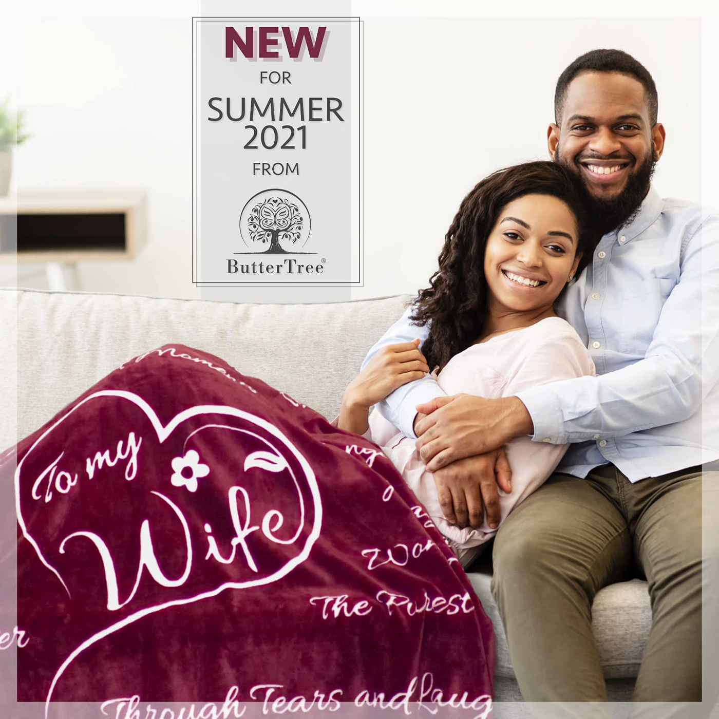 Wife Gift Blanket - I Love You Gifts for Women - Romantic Gifts for Wife Anniversary - Wife Birthday Gifts for Her from Husband for Valentines, Mothers Day or Christmas - Throw 50" x 65" (Merlot Red)