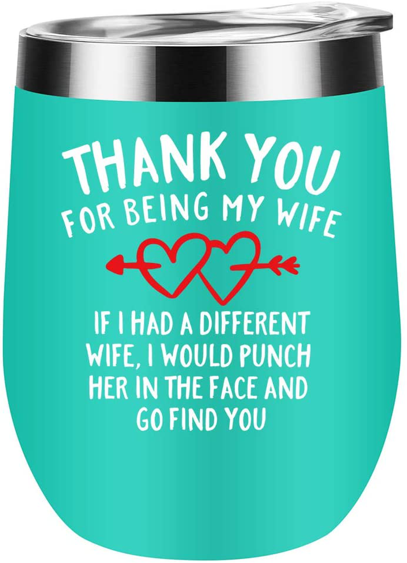 Gifts for Wife Thanks for Being My Wife Wine Tumbler With Lid Romantic Gifts for Her Soulmate Couple Wedding Anniversary Valentine'S Day