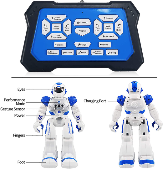 Remote Control Robot For Kids ,Sikaye Intelligent Programmable Robot With Infrared Controller Toys,Dancing,Singing, Moonwalking and LED Eyes,Gesture Sensing Robot Kit For Childrens Entertainmen (Blue)