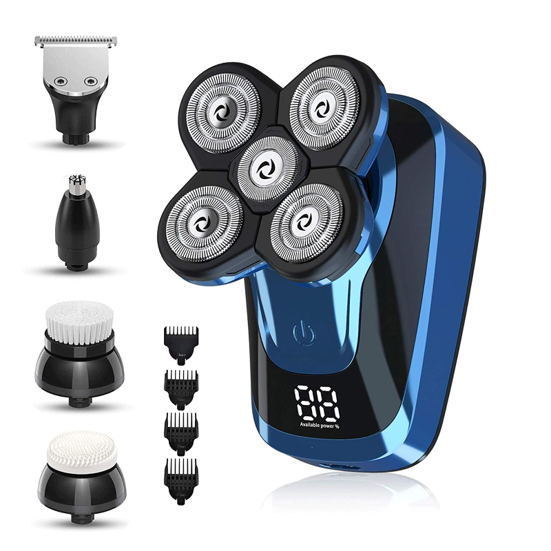 5 in 1 Fast Charging Rotary Shaver with LED Display and Multiple Attachments