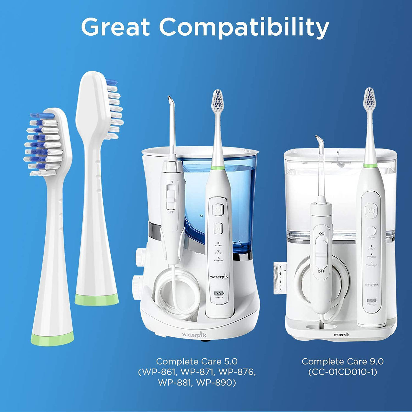Toothbrush Replacement Heads for Waterpik Complete Care 5.0/9.0 (CC-01/WP-861)