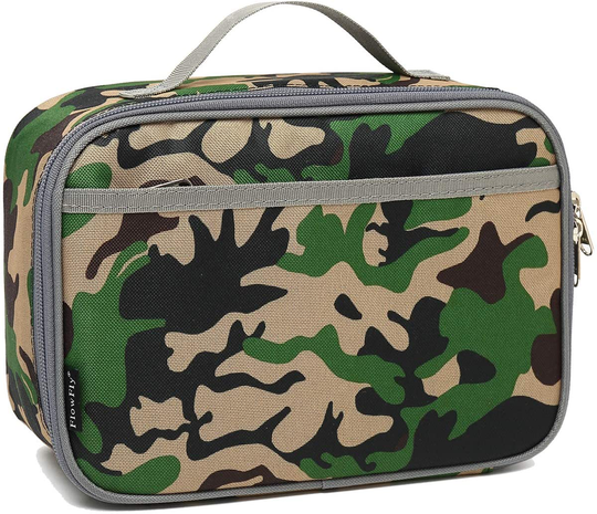 FlowFly Kids Lunch box Insulated Soft Bag Mini Cooler Back to School Thermal Meal Tote Kit for Girls, Boys,Women,Men, Forest Camo