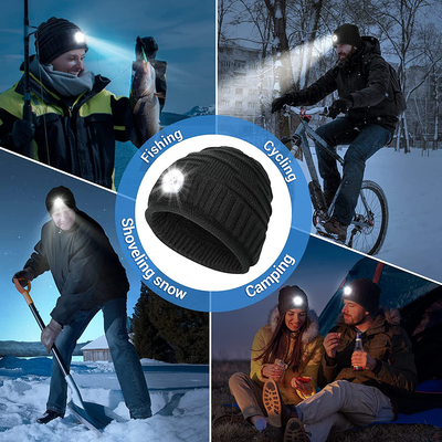 Mens Gifts Beanie Hat with Light - Christmas Stocking Stuffers Women Men Rechargeable Headlamp Cap LED Flashlight Winter Hats Camping Running Fishing Gear Gift Ideas for Dad Mom Family Boyfriend Teen