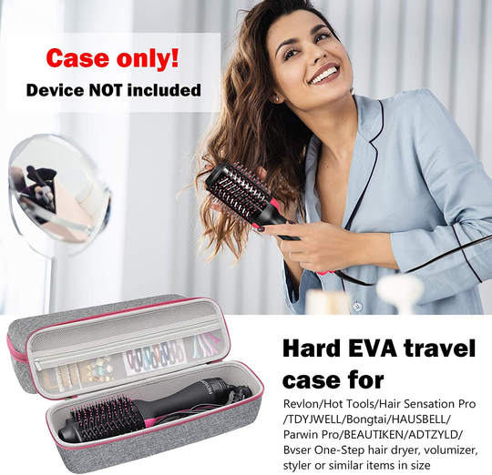 ProCase Hard Travel Case for Revlon One-Step Hair Dryer/Volumizer/Styler, Hard EVA Carrying Case with Velvet Bag Cover for Revlon, Hot Tools, TDYJWELL, Bongtai Hair Dryer Brush (Case Only) -Grey