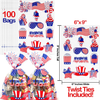 100 Patriotic Cellophane Bags (6” x 9” Inch) USA Treat Bags