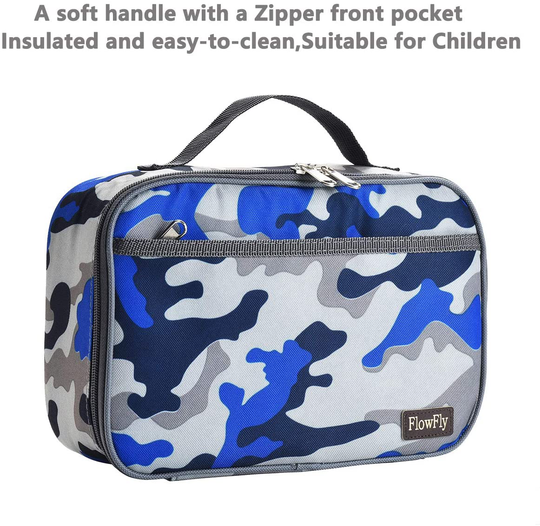 FlowFly Kids Lunch box Insulated Soft Bag Mini Cooler Back to School Thermal Meal Tote Kit for Girls, Boys,Women,Men, Forest Camo