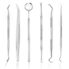 Dentist Tools Professional 6pcs Steel Dental Tools Contain Tweezers Probe Hoe-shaped Tooth Cleaner Sickle Tooth Cleaner for Adults, Kids, and Pets Oral Care Use